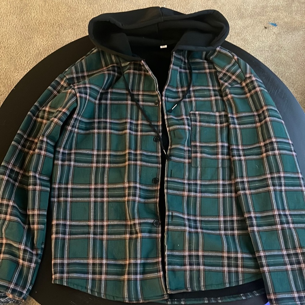 Plaid jacket with hood